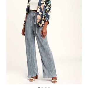 Lulus Blue Tie Wast Billow Pants